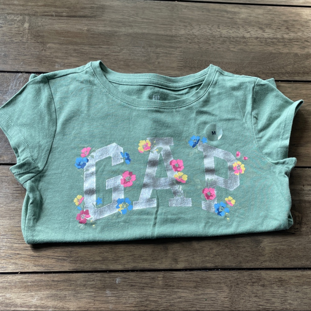 GAP Kids Green Tee with Floral Accents